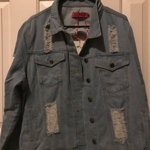 Ripped denim jacket. Women size 16. Worn once